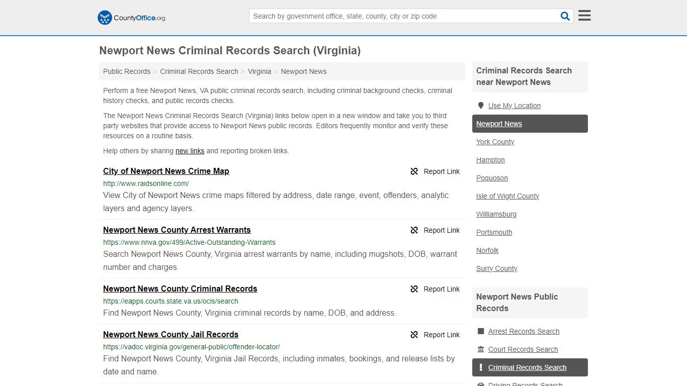 Criminal Records Search - Newport News, VA (Arrests, Jails & Most ...